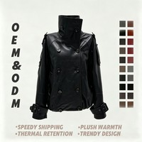 Manteau en cuir pour femme à col oversize, style classique, coupe-vent, double boutonnage, ceinture à la taille, style décontracté quotidien
