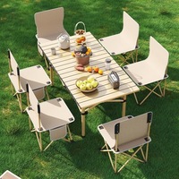 Table de camping portable en métal en forme d'omelette réglable en hauteur - Table de pique-nique pliable pour les parcs, les plages et les cours