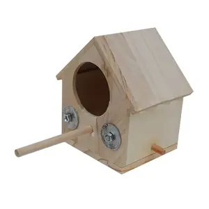 Casa para pájaros de madera resistente al medio ambiente hecha a mano morden natural de nuevo diseño