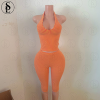 Vêtements d'été pour femmes Y2K, ensemble personnalisé de haut court à lacets et de leggings capri pour femmes, ensemble deux pièces