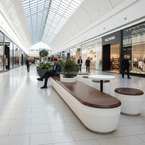 ชุดโต๊ะม้านั่งกลางแจ้ง GRC แข็งแรงทนทานทันสมัยและไม้สัก สำหรับพื้นที่สาธารณะ ลานพักผ่อนเชิงพาณิชย์-4 ที่นั่ง - Product Image 4