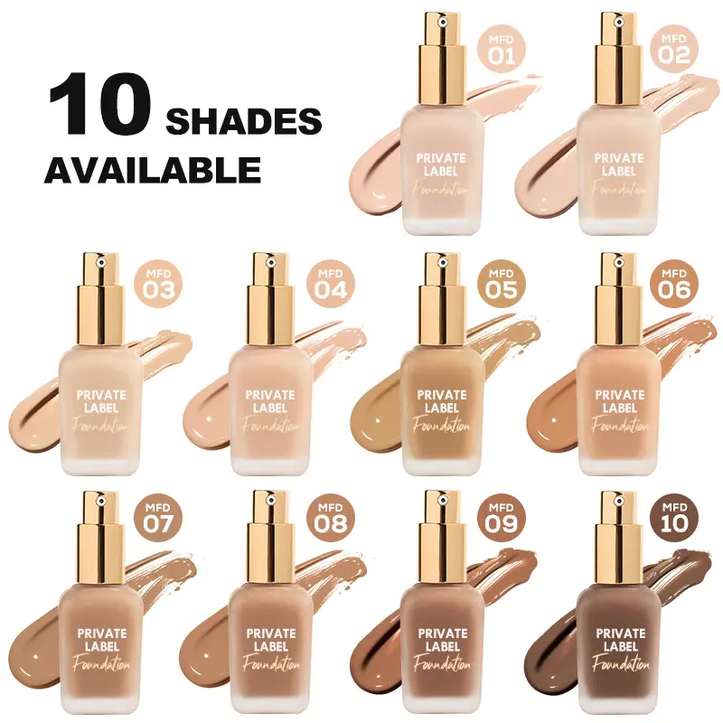 oil free SPF foundation waterproof long lasting full coverage private label lightweight liquid makeup matte foundation