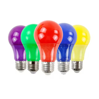 Ampoule LED colorée rouge, jaune, bleue, verte, rose, 5W, 7W, 9W, G45, E14, B22, E27, forme A60, A65
