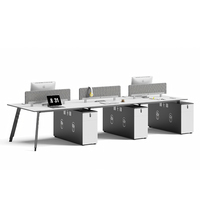 Poste de travail informatique pour six personnes, mobilier commercial, base en panneau de bois, personnalisation, vente en gros en usine