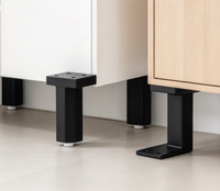 Pied de meuble réglable noir en forme de L, support robuste avec patin de nivellement pour meuble-lavabo et armoire de salle de bain