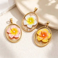 Nouveau style, pendentif en forme de fleur en acier inoxydable plaqué or 18 carats avec diamant blanc, style mignon, unisexe, pour femmes, enfants, collier DIY