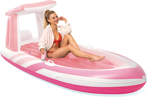 แพยางเป่าลมสีชมพูพร้อมหลังคาสำหรับผู้ใหญ่ - Product Image 2