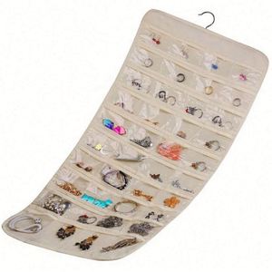 Organizador Colgante de Doble Cara con 80 Bolsillos para Joyas, Collares, Pendientes y Pulseras, con Gancho Giratorio - Product Image 5