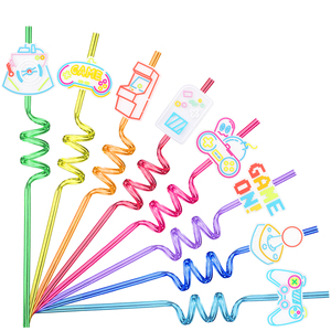 Modern Gaming PVC Silicone Flexible Straw Transparent Flexible Element Decorative Engraved Plastic Promotional Party Supplies