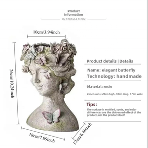 Vaso Scultura a Forma di Volto Umano da 10 Pollici, Fioriera per Decorazione Casa, Ufficio o Esterni/Giardino/Passo/Fiori Secchi - Product Image 3