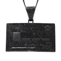 Collier pendentif carte de crédit en gros, bijoux hip-hop polis et solides pour hommes