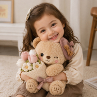 Boneka Beruang Teddy Super Lembut dari Bahan Katun PP, Mainan Bayi Kecil, Boneka Hewan Isi Dakron, Boneka Beruang Teddy Mawar untuk Menghilangkan Stres
