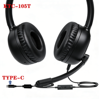 Casque filaire Type-C supra-auriculaire, microphone à réduction de bruit ENC, casque filaire professionnel pour centre d'appels, bureau, vidéoconférence