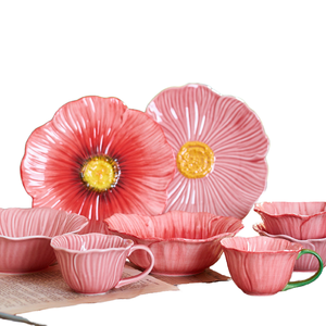 Juego de Platos de Porcelana con Diseño Floral en Relieve de Diseño Coreano Ecológico con Diseño Moderno Pintado a Mano para Fiestas, Cenas <span class=keywords><strong>y</strong></span> Vajilla - Product Image 4