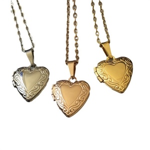 Dainty Stainless Steel Blank Charm Jewelry <b>Frame</b> Photo Picture <b>Memory</b> Heart Locket Pendant Necklace - Product Image 1
