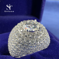 Bague de mode en argent sterling 925 avec moissanite VVS, bague hip-hop personnalisée entièrement pavée de moissanites