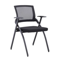 Chaise de bureau pliante contemporaine en tissu, avec cadre en acier inoxydable, gain de place, assise coulissante empilable en maille, pour formation et étude