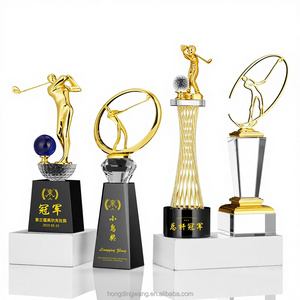 Trophée de <span class=keywords><strong>golf</strong></span> en métal personnalisé avec gravure laser <span class=keywords><strong>sur</strong></span> base noire en verre cristal K9, vente en gros d'usine, pour récompense de compétition - Product Image 6