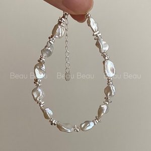 Pulsera de Perlas Barrocas Blancas de Agua Dulce en Plata de Ley 925 <span class=keywords><strong>Beau</strong></span> <span class=keywords><strong>Beau</strong></span>, Joyería Elegante y Exquisita - Product Image 3