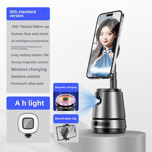 Trépied 360°, Perche à Selfie 360°, <span class=keywords><strong>Magesafe</strong></span> Q05, Rotation à 360°, Suivi Facial IA, Stabilisateur, Télécommande TikTok, Équipement de Diffusion en Direct - Product Image 1