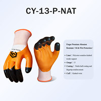 Gants de travail en nitrile 13G semi-enduits CY Wholesale, gants de sécurité en polyester tricoté sans couture avec pointes des doigts renforcées