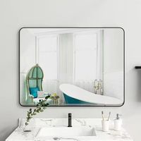 Miroir en céramique moderne anti-buée avec éclairage LED et horloge pour salle de bain et douche d'hôtel, incluant des lavabos