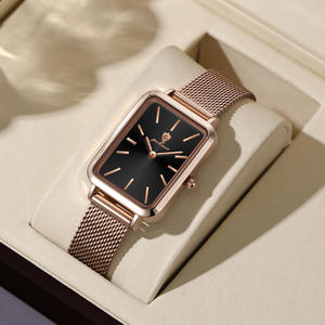 Gohuos 7824 Proveedor Mayorista de Fábrica de Moda, Reloj de Pulsera Cuadrado para Mujer, Correa de Malla de Acero, Caja de Aleación, Reloj de Cuarzo en Oro Rosa - Product Image 1