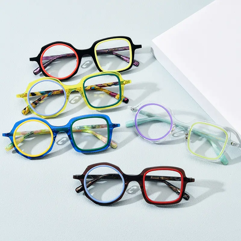 MK Acetateกรอบแว่นตาผู้ชายที่มีสีสันRetroแว่นตาไม่สม่ําเสมอ 2024 ผู้หญิงแว่นตาแว่นตา 19356