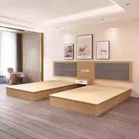 Juego de Muebles de Dormitorio Económico y Moderno de Madera Sólida para Apartamento u Hotel, con Cama Queen/King, Cabecera, Mesita de Noche, Mueble para TV y Armario