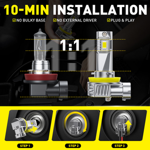 Ampoules de phare LED AUXITO A1 H11 11V 18V 20W 2500LM 6500K Blanc 1:1 Ampoules de phare HID - Product Image 2