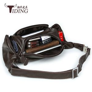 Sac banane en cuir véritable Tiding noir grande capacité pour homme, sac de poitrine 3018 - Product Image 4