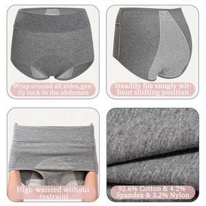 Aiermei, оптовая продажа, хлопковые 3 слоя с высокой талией, водонепроницаемые Многоразовые менструальные трусики, женское эластичное нижнее белье - Product Image 3