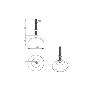 La grande base in Nylon 80A M10 scivola il piedino di livellamento gamba regolabile per mobili per produttore di estrusione di profili in alluminio - Product Image 3