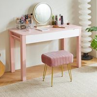 Banc ottoman moderne Banc en velours avec repose-pieds rembourrés pour le salon avec pieds en métal doré et siège rembourré rose