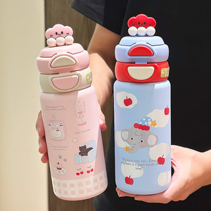 2026 New Cute Kids Insulated <b>Straw</b> Cup, Portable High-value Thermal Water Bottle for Girls School Use - Product Image 2