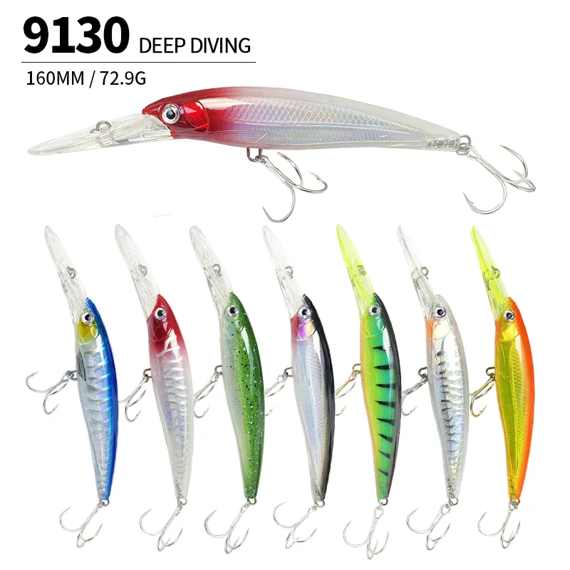 Trolling Fishing Bait 72g 160mm Deep Diving Pesca Long Lip Fishing Lures 3D Eyes Minnow Lure For Trolling Lures Baits