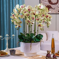 Arrangement de fleurs d'orchidées artificielles NI avec pot, plante d'orchidée Phalaenopsis réaliste pour la décoration de table à la maison, plante artificielle