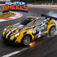 Monster Wheels Voiture de course RC haute vitesse 4 canaux à l'échelle 1:22, carrosserie en alliage avec coque lumineuse en PVC, prête à l'emploi, câble USB, jouet d'extérieur