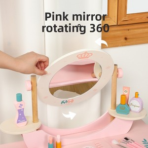Mesa de Maquillaje de Madera <span class=keywords><strong>para</strong></span> Niñas, Casa de Juegos, Cosméticos Artificiales, Joyería de Escritorio, Regalo de <span class=keywords><strong>Cumpleaños</strong></span>, Juguetes de Belleza y Moda - Product Image 3