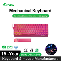 Keywin K68 Keyboard Mekanik Tiga Mode /Nirkabel/Berkabel RGB Gaming E-sports Khusus 68-tombol dengan Ukiran Samping untuk Desktop