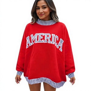 High Quality Custom Gameday Turtleneck Fleece 100% Cotton Winter Front Sweatshirt Gingham Trim Sporty <b>Athletic</b> Pullover Hoodies - Product Image 6