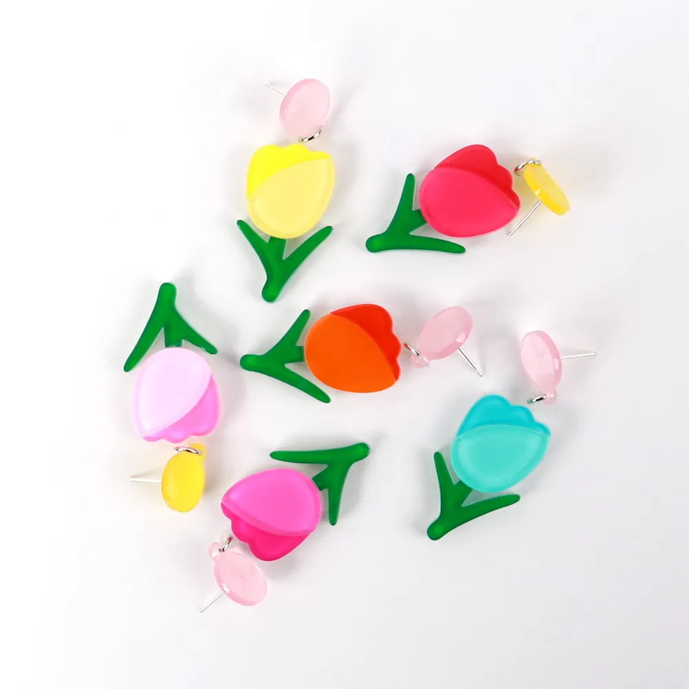 Bán Buôn Đồ Trang Trí Hoa Tulip Nhựa Resin Hàng Hóa Nhỏ Nghĩa Ô Quà Tặng Cho Bạn Gái Xinh Đẹp Bông Tai Acrylic Hoa Nhiều Màu