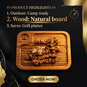 Tagliere in Legno di Acacia Naturale Addreen per Carni, Spesso e Solido, con Scanalature Profonde, Vassoio Portatile per Servire la Carne - Product Image 3