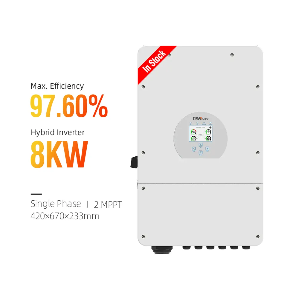 محول طاقة شمسية هجين من DAH بقدرة 8 كيلو وات محول منقسم بجهد 7.6kw V Phase