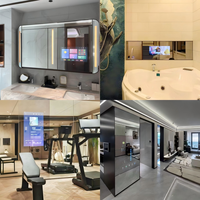 Espejo Inteligente para Baño con Pantalla Táctil LCD Rectangular de Diseño Moderno para Montar en la Pared, Espejo Mágico de Fitness Android