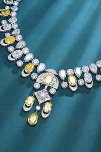 豪華な輝く黄色の水滴AAAキュービックジルコンチョーカーネックレスブライダルダングルタッセルドロップシェイプウェディングチャーミングジュエリー - Product Image 4