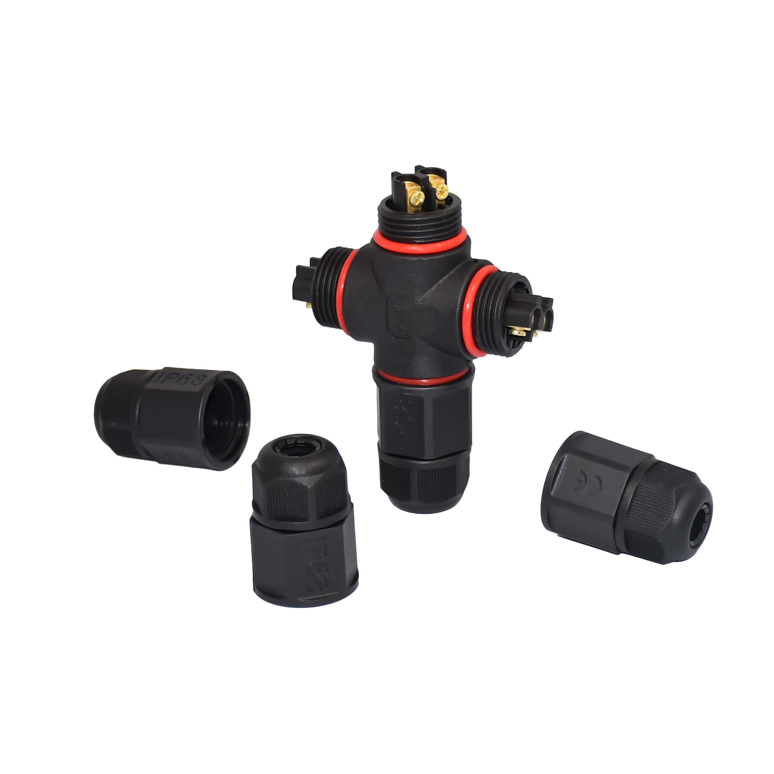 High Current Waterproof LED Connector L20 2 3 4 Pin T Type Straight Screw Fielded Assembly