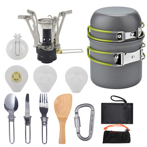 <span class=keywords><strong>Set</strong></span> di Fornello da Campeggio Pieghevole e Pentole Leggero Compatto Portatile per Viaggi Escursioni e Pesca - Product Image 1