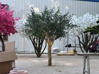 Arbres artificiels en fibre de verre et métal, faux oliviers noirs, grands, faits à la main, petites plantes artificielles avec base pour la décoration intérieure