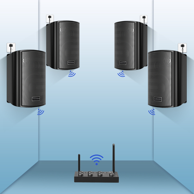 Commercial Spaces Wall Hanging Wireless Audio Speaker Set Hi-Res Audio 50W for Shop Dance Classroom Restaurant Gym Conference